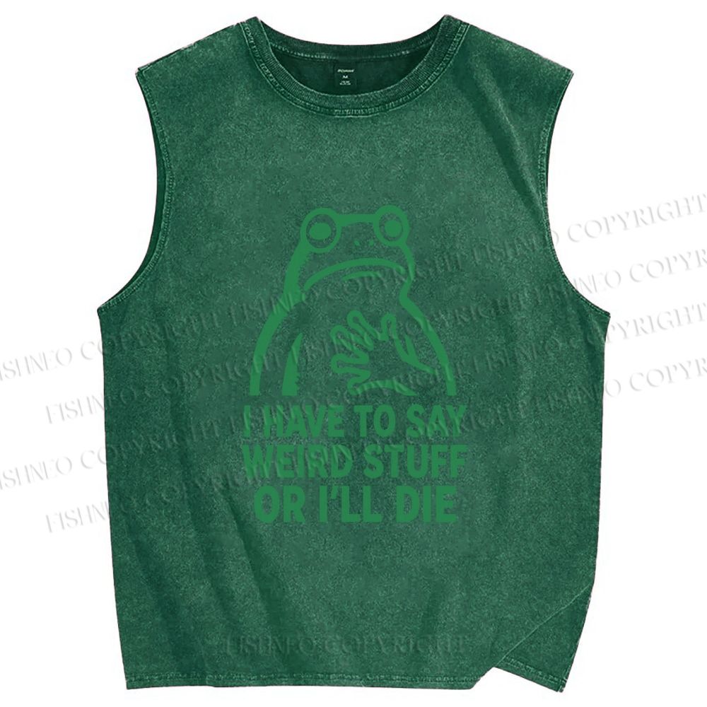 Unisex Weird Frog Funny Meme Printed Washed Tank Top