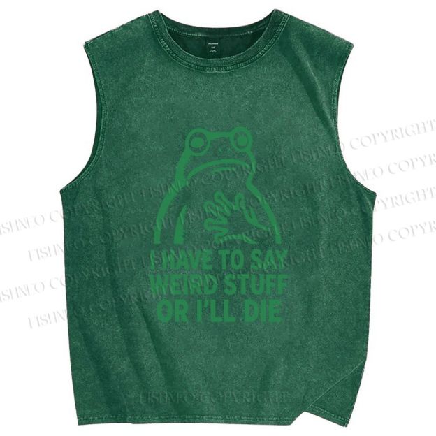 Unisex Weird Frog Funny Meme Printed Washed Tank Top