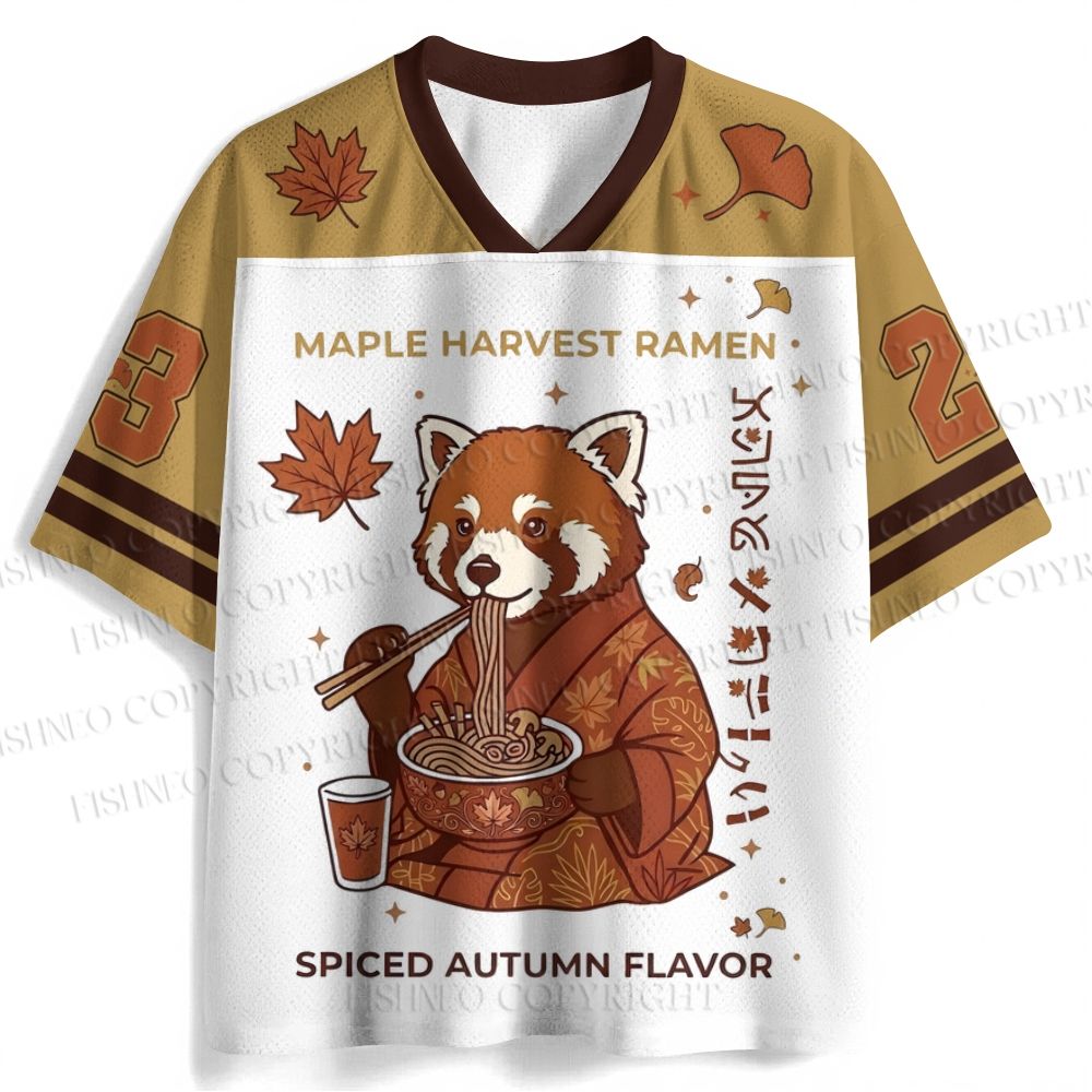 Raccoon Ramen Printed Jersey Shirts
