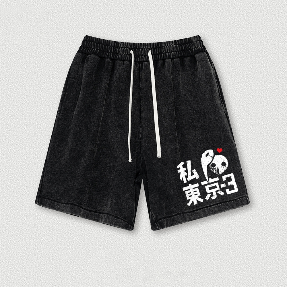 I Heart Tokyo-3 Cotton Casual Shorts