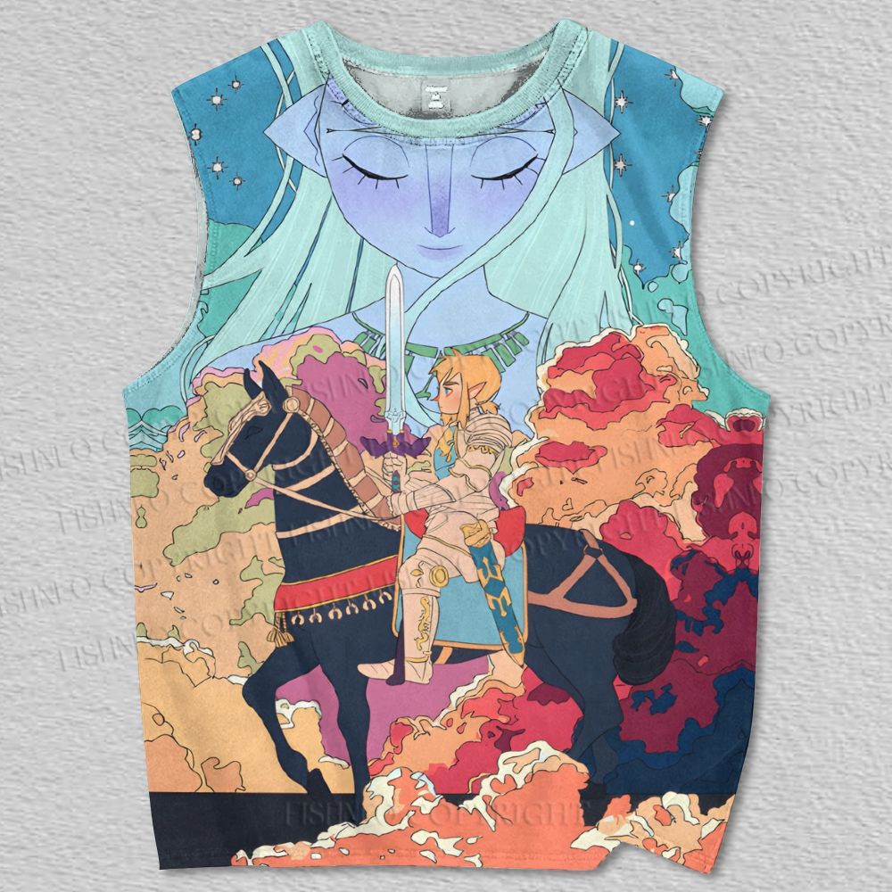 Unisex The Legend of Zelda Link Riding a Horse Printed Tank Top