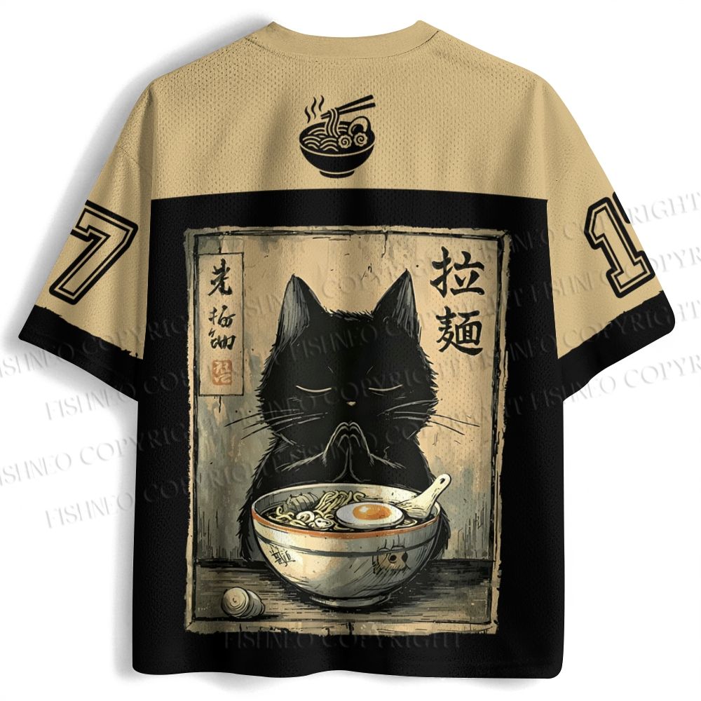 Kawaii Ramen Cat Retro Japanese Noodles Jersey Shirts