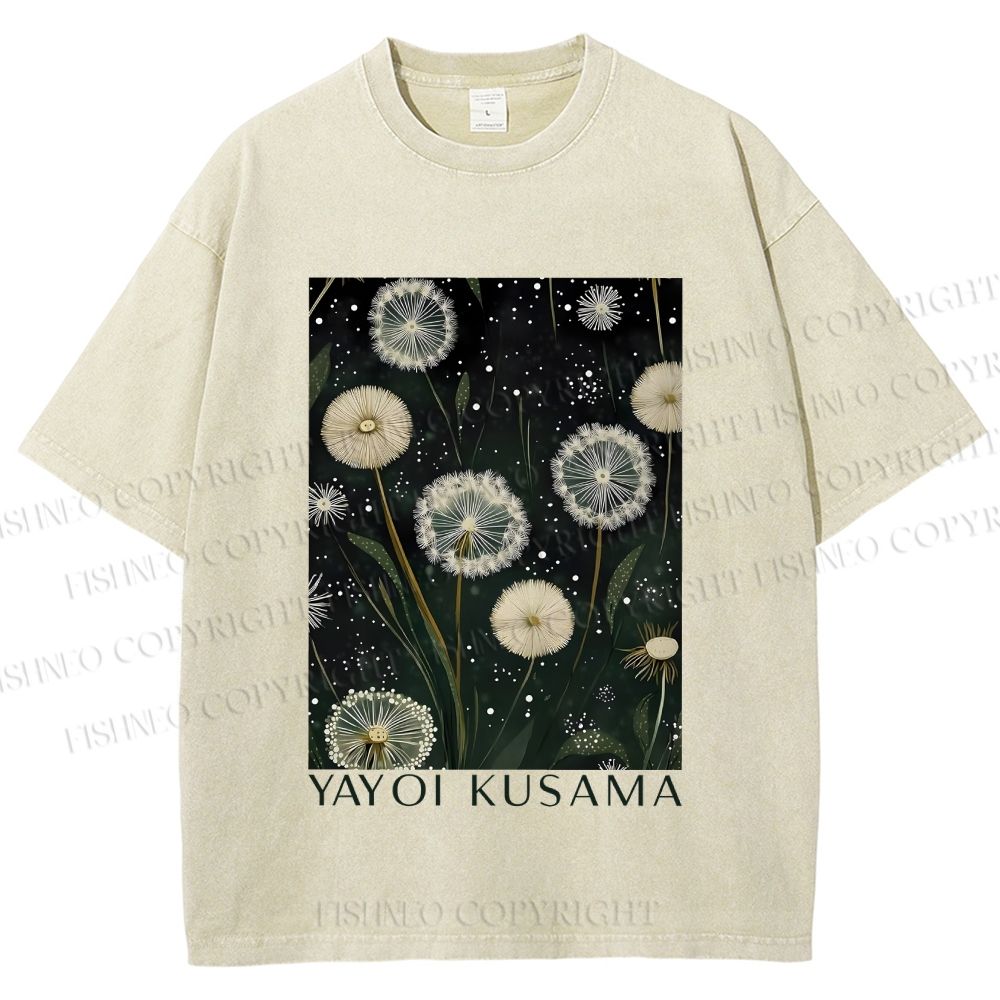 Unisex Yayoi Kusama Dandelion Printed Washed Tee