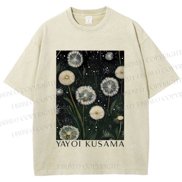 Unisex Yayoi Kusama Dandelion Printed Washed Tee