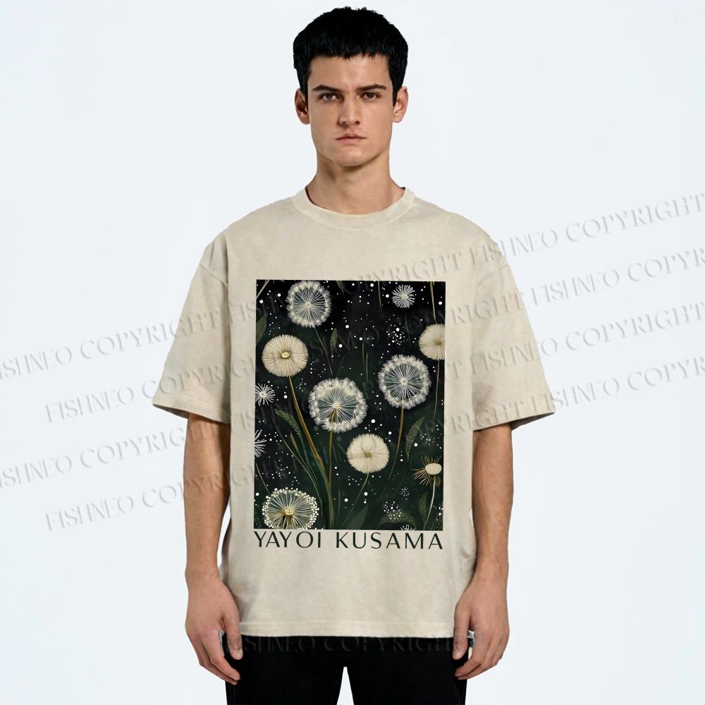 Unisex Yayoi Kusama Dandelion Printed Washed Tee