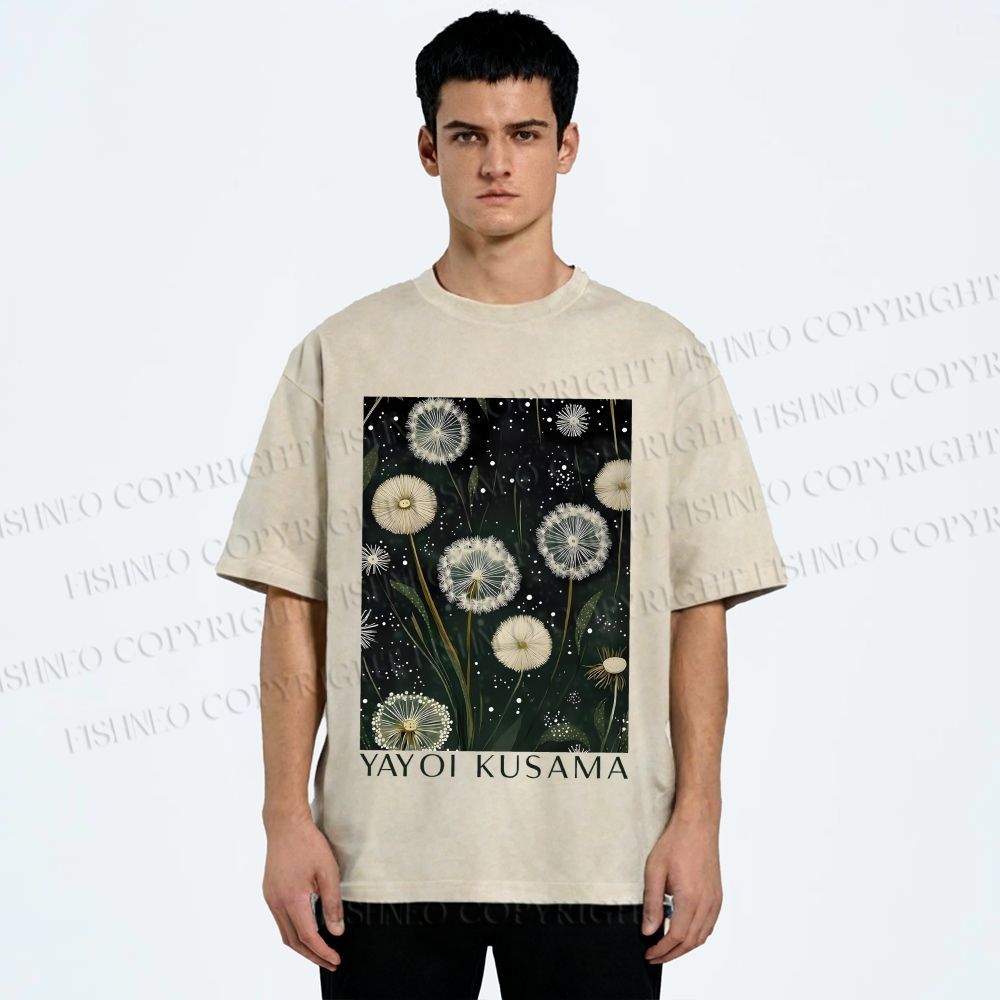 Unisex Yayoi Kusama Dandelion Printed Washed Tee