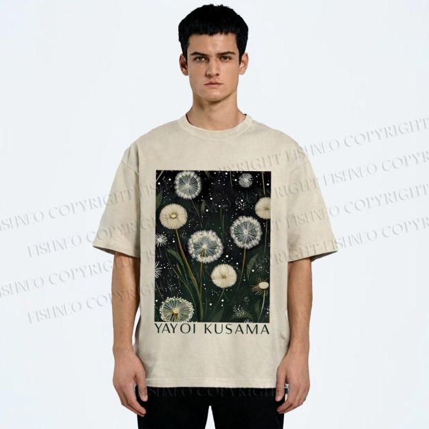 Unisex Yayoi Kusama Dandelion Printed Washed Tee