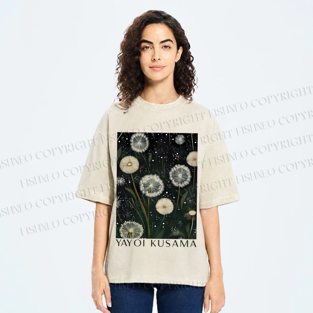 Unisex Yayoi Kusama Dandelion Printed Washed Tee