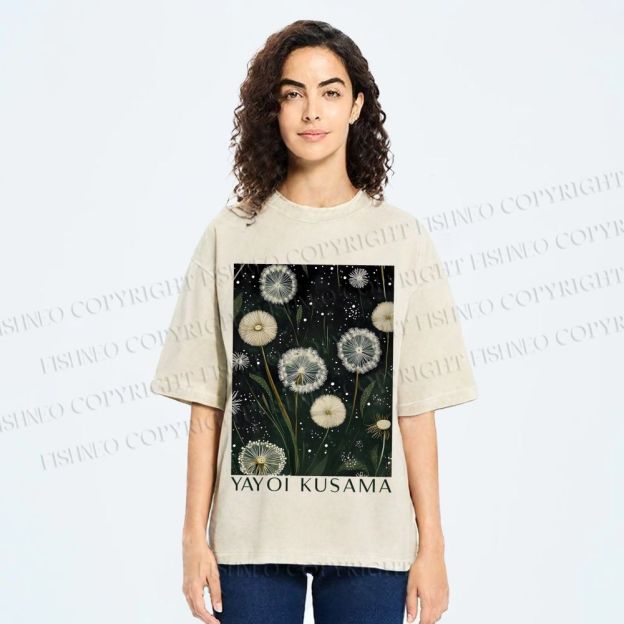 Unisex Yayoi Kusama Dandelion Printed Washed Tee
