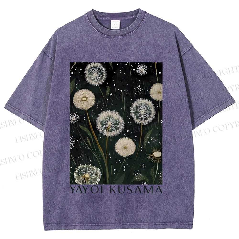 Unisex Yayoi Kusama Dandelion Printed Washed Tee