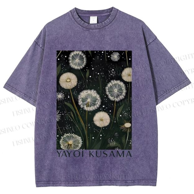 Unisex Yayoi Kusama Dandelion Printed Washed Tee