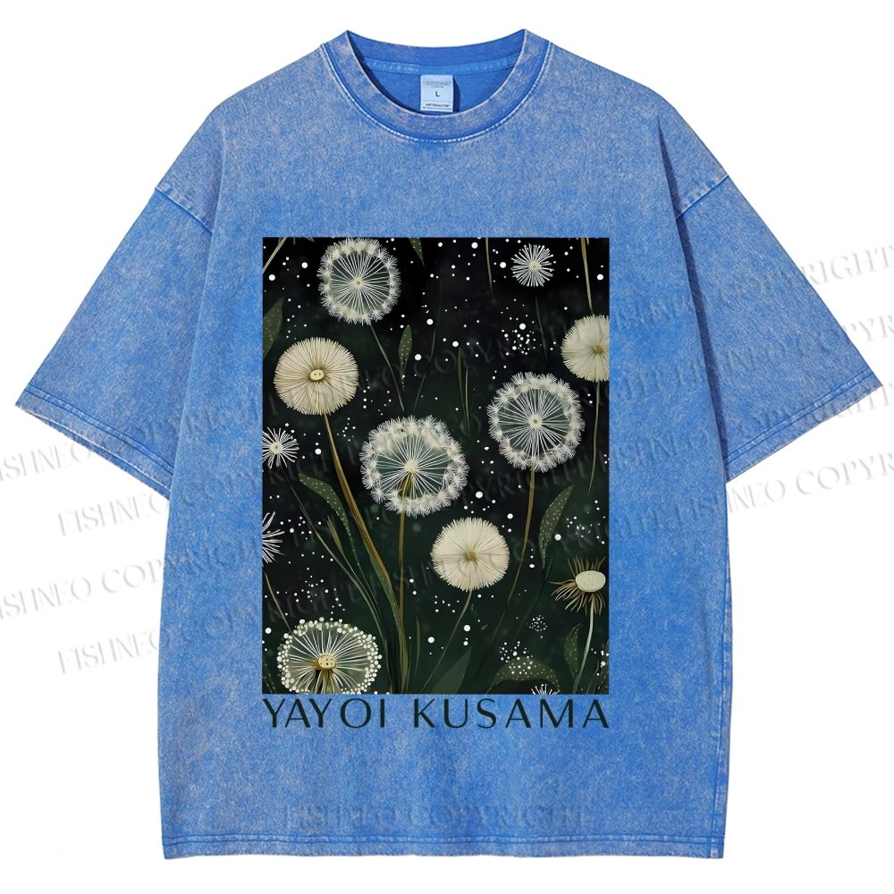 Unisex Yayoi Kusama Dandelion Printed Washed Tee