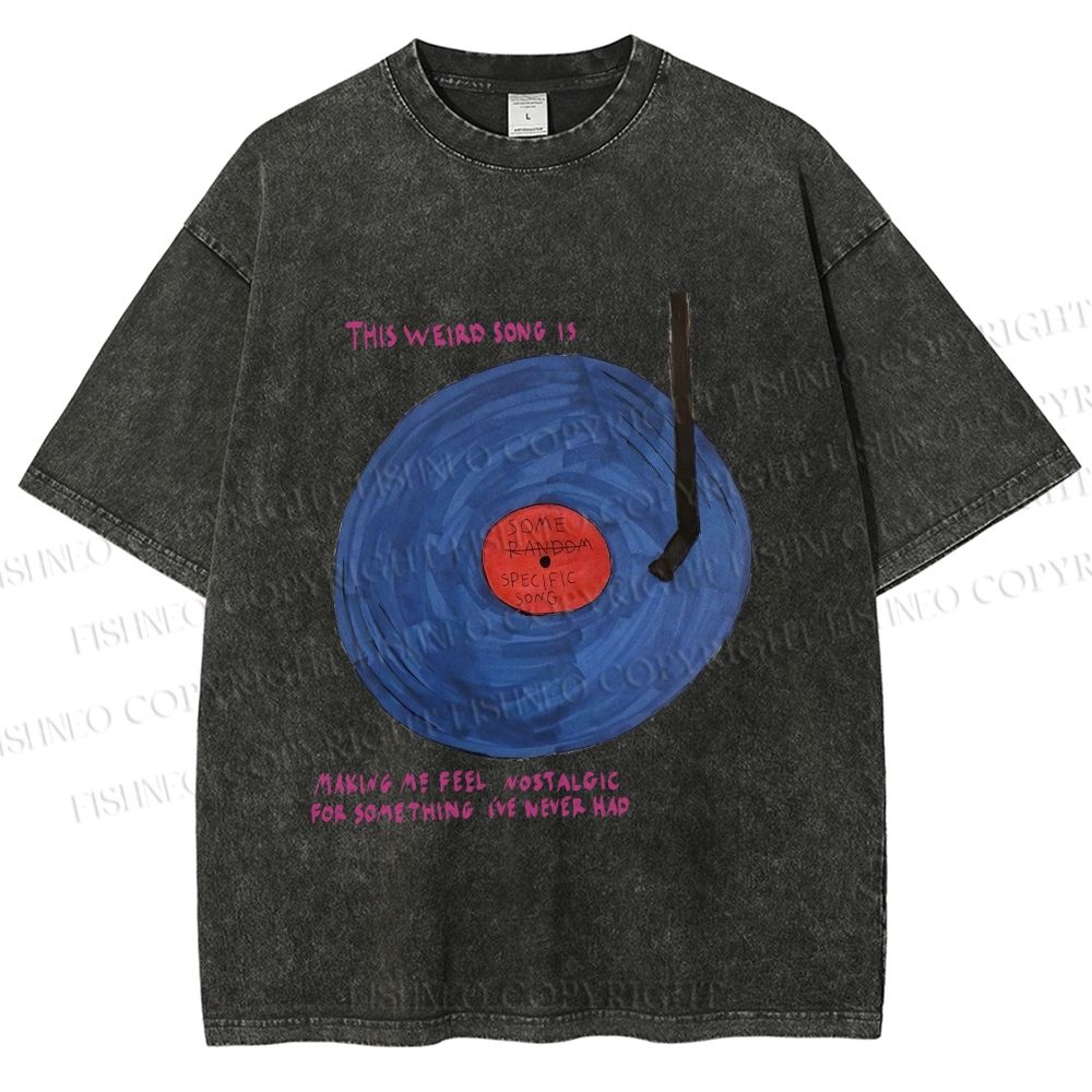 Unisex  Some Specific Song Disc Printed Washed Tee