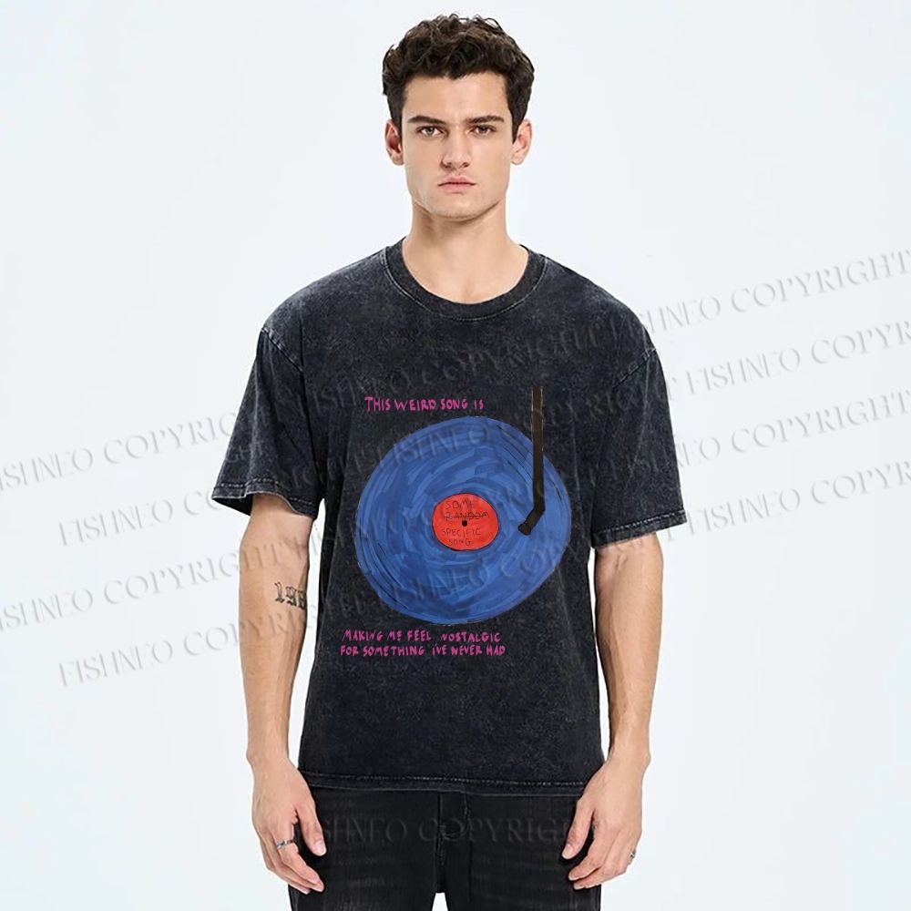 Unisex  Some Specific Song Disc Printed Washed Tee