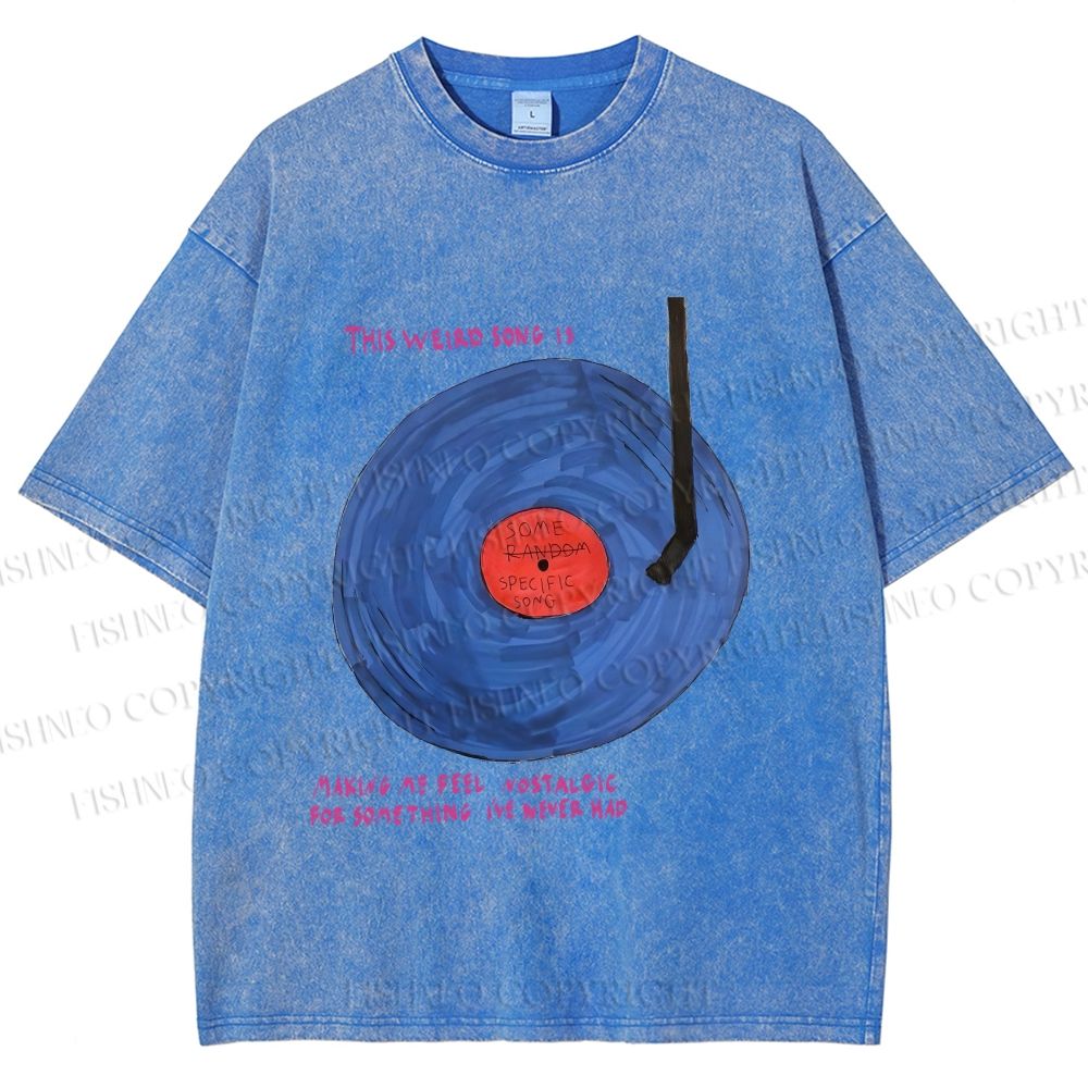 Unisex  Some Specific Song Disc Printed Washed Tee