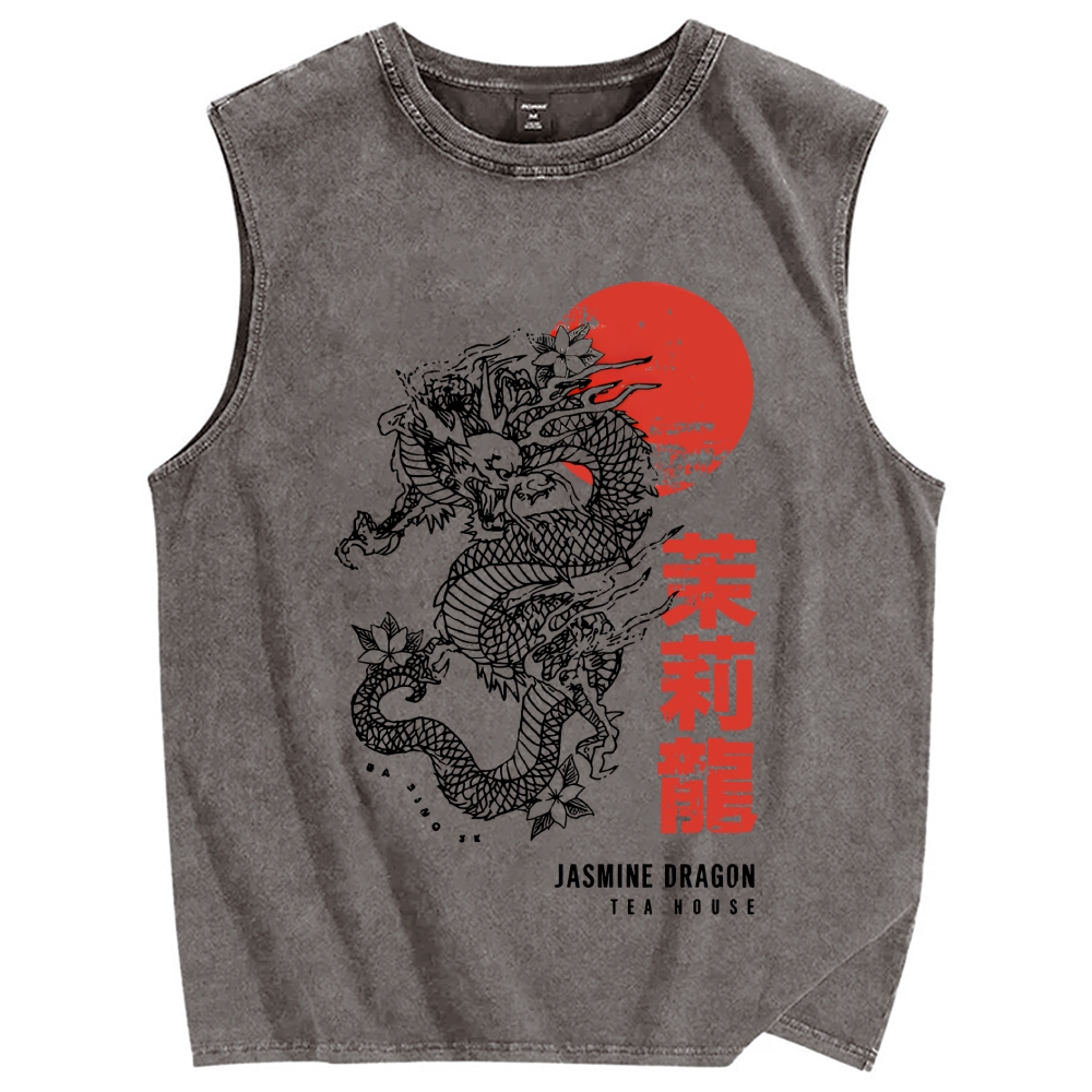 Jasmine Dragon Vintage Distressed Washed Tank Top