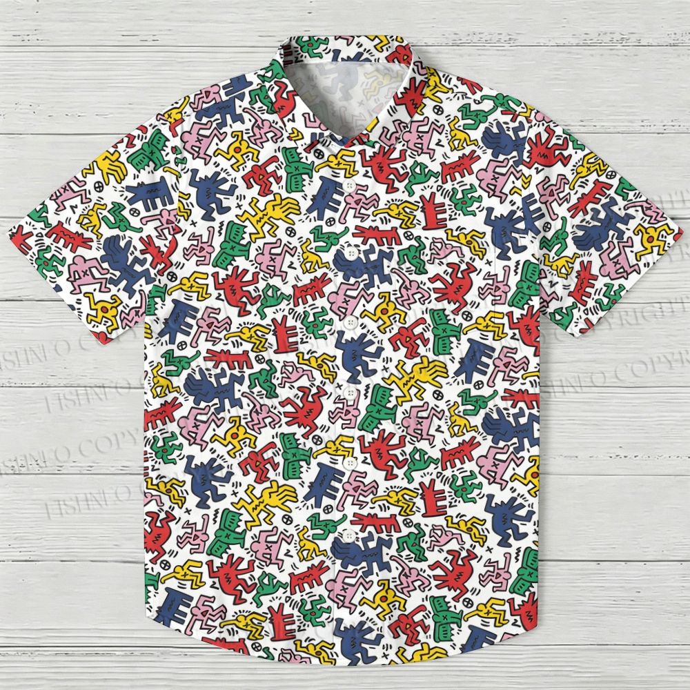 Keith Haring Dancing Figures Hawaiian Shirt