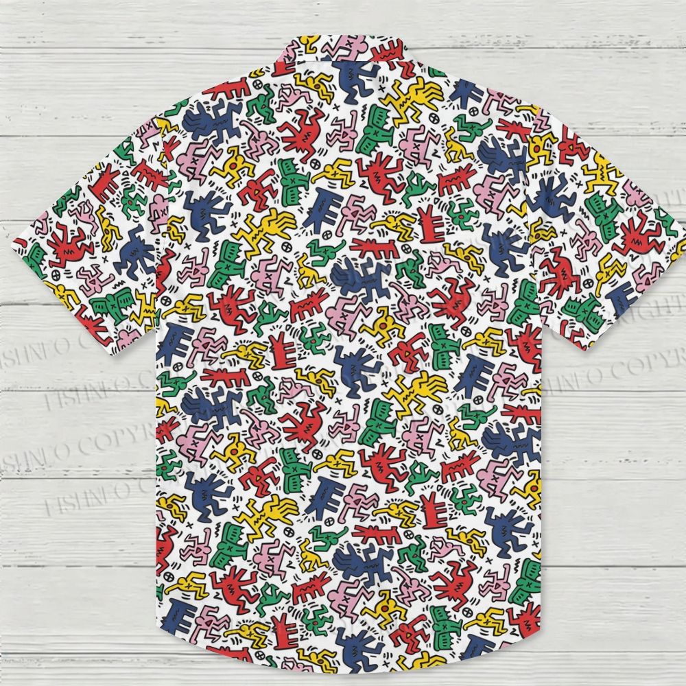 Keith Haring Dancing Figures Hawaiian Shirt