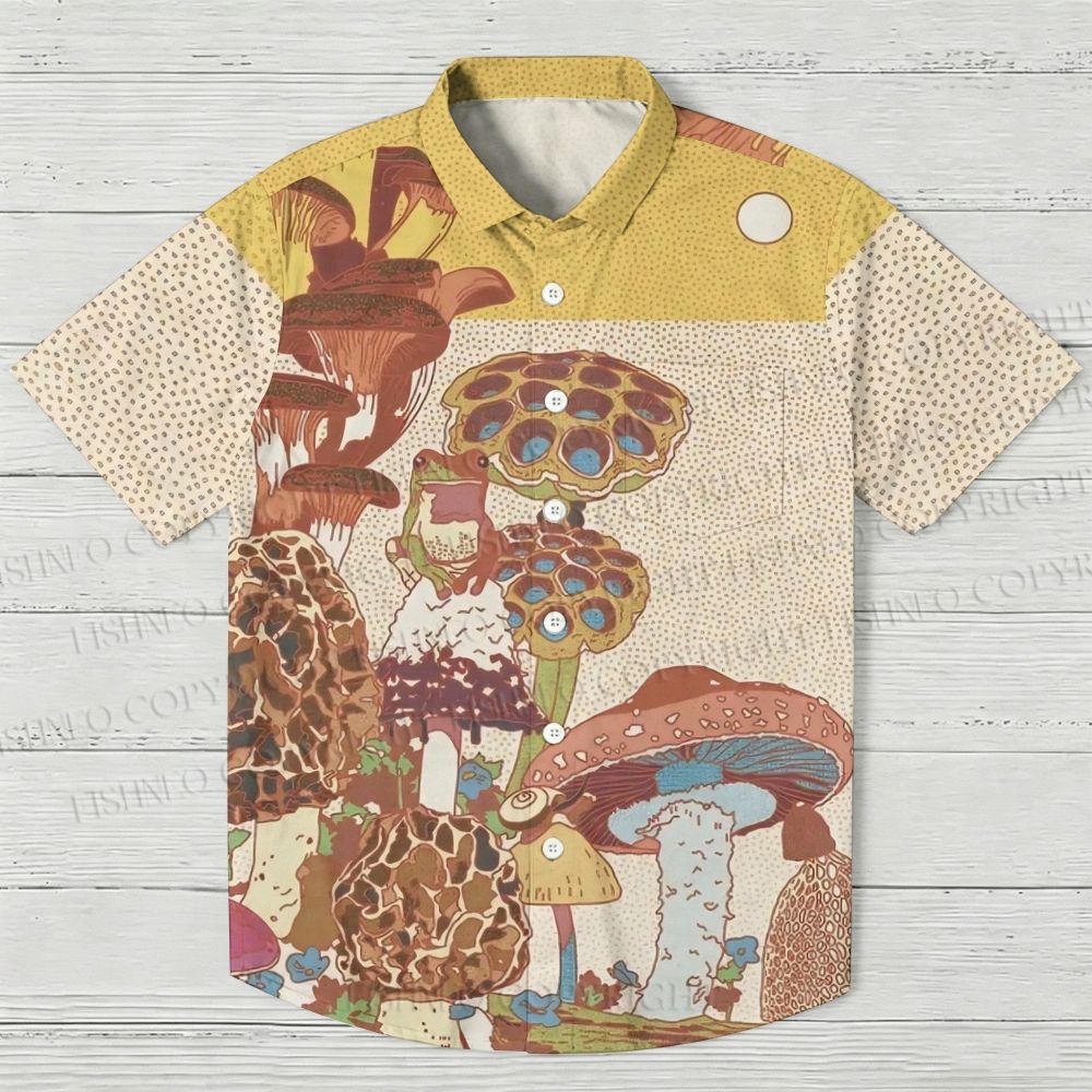 Funny Frog Sitting on Mushroom Hawaiian Shirt