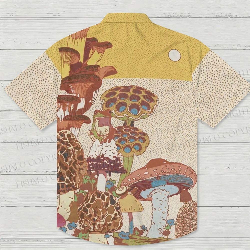 Funny Frog Sitting on Mushroom Hawaiian Shirt