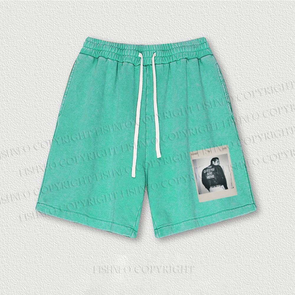 Pride Polaroid The Queers Are Here Washed Vintage Shorts