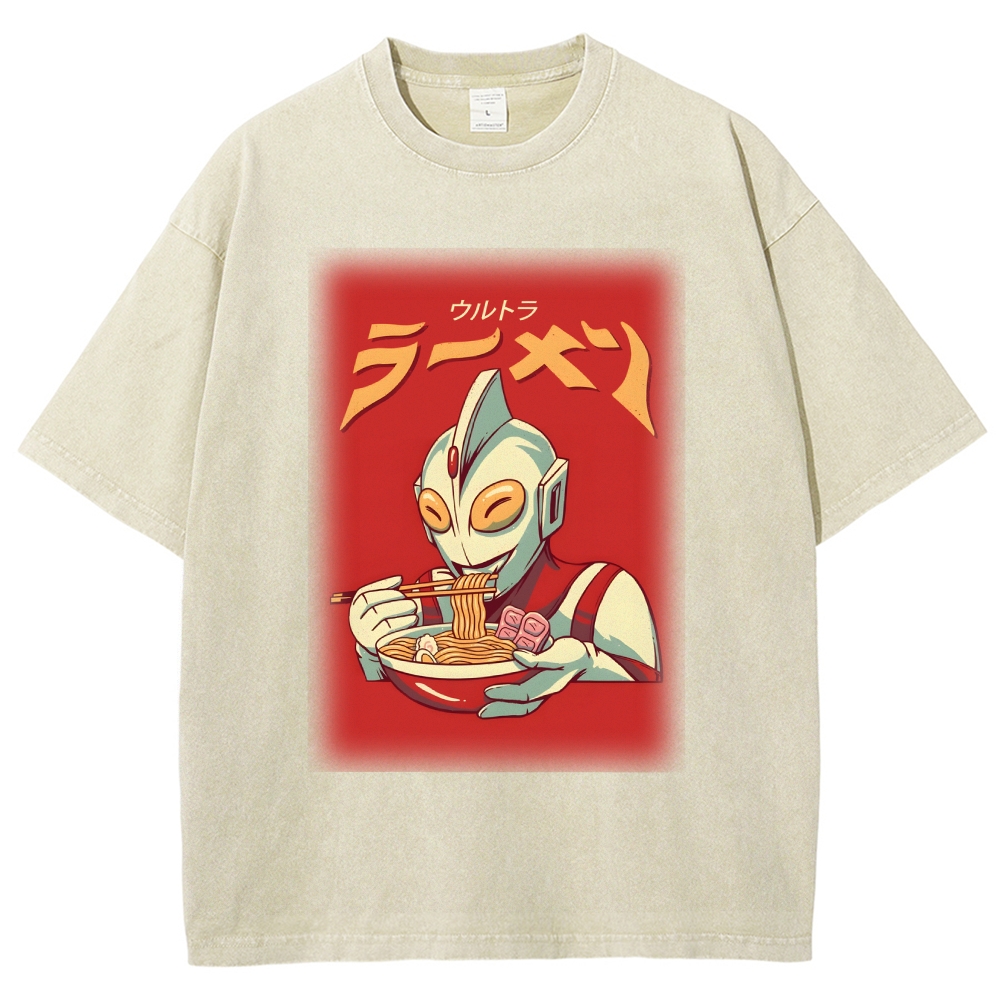  Eating Ramen Ultraman Washed T-Shirt