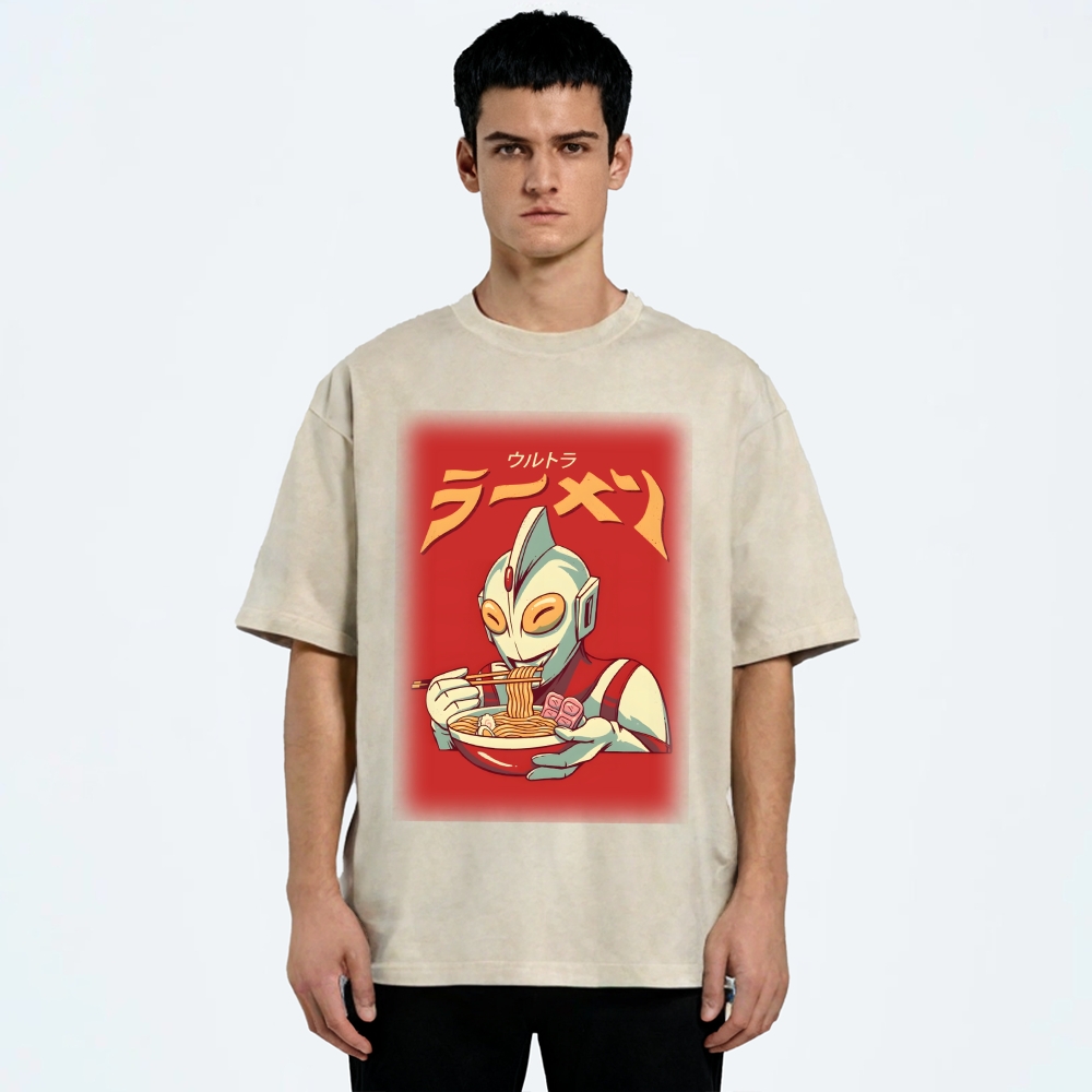  Eating Ramen Ultraman Washed T-Shirt