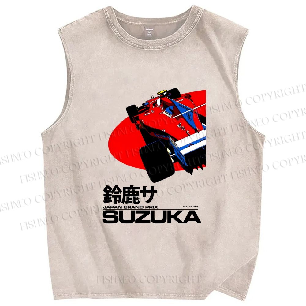 Unisex Suzuka Formula 1 Japan Grand Prix Printed Washed Tank Top