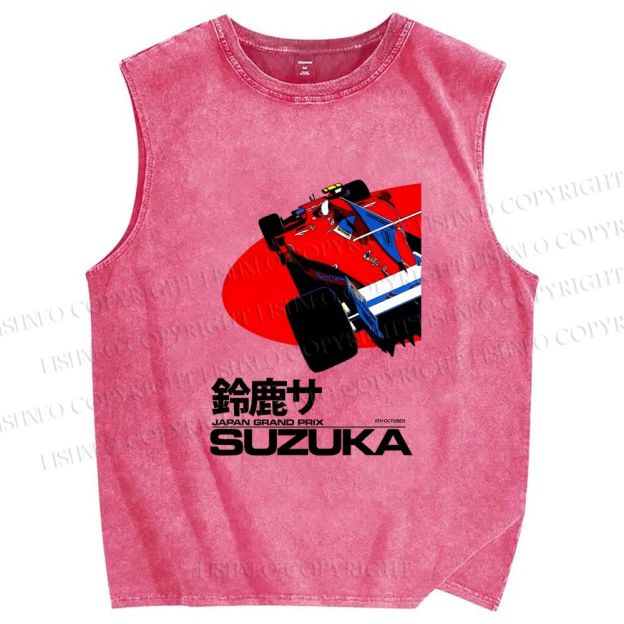 Unisex Suzuka Formula 1 Japan Grand Prix Printed Washed Tank Top