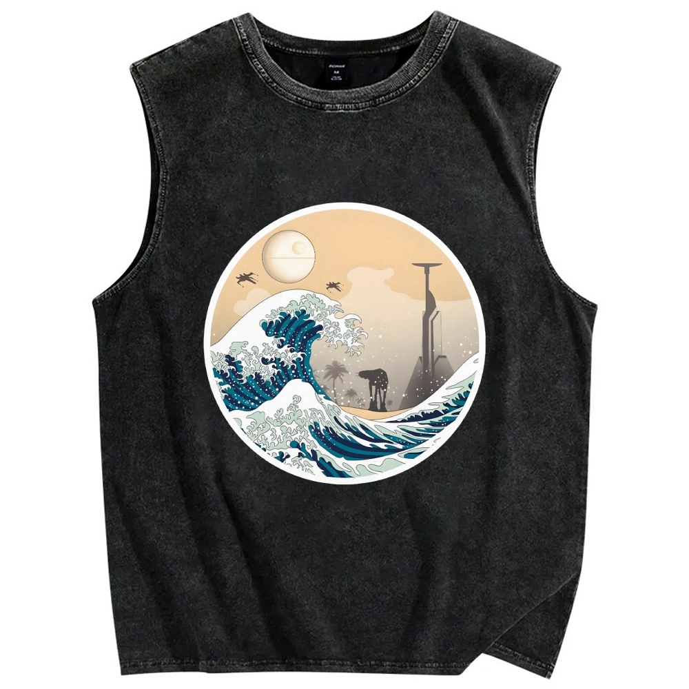 The Great Wave off Scarif Vintage Distressed Washed Tank Top