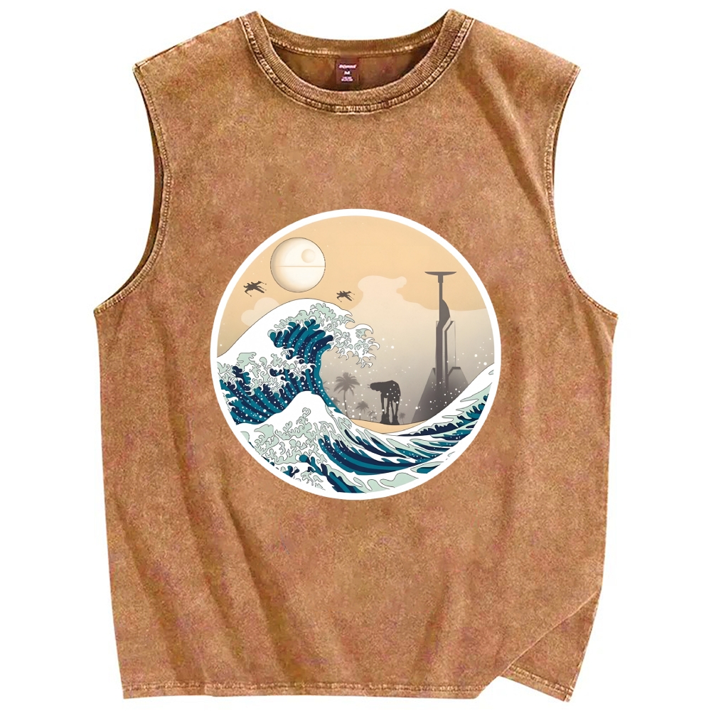 The Great Wave off Scarif Vintage Distressed Washed Tank Top