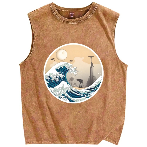 The Great Wave off Scarif Vintage Distressed Washed Tank Top