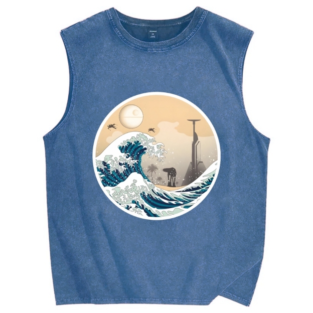The Great Wave off Scarif Vintage Distressed Washed Tank Top