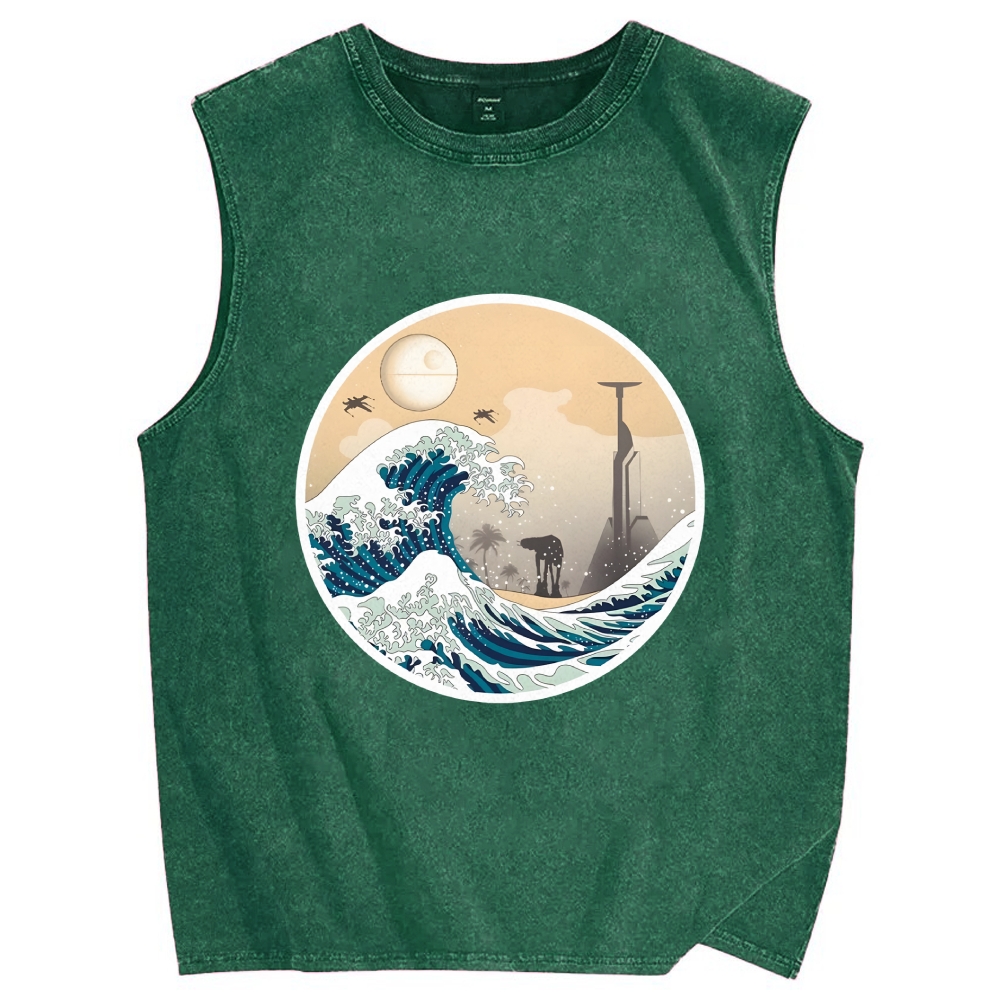 The Great Wave off Scarif Vintage Distressed Washed Tank Top