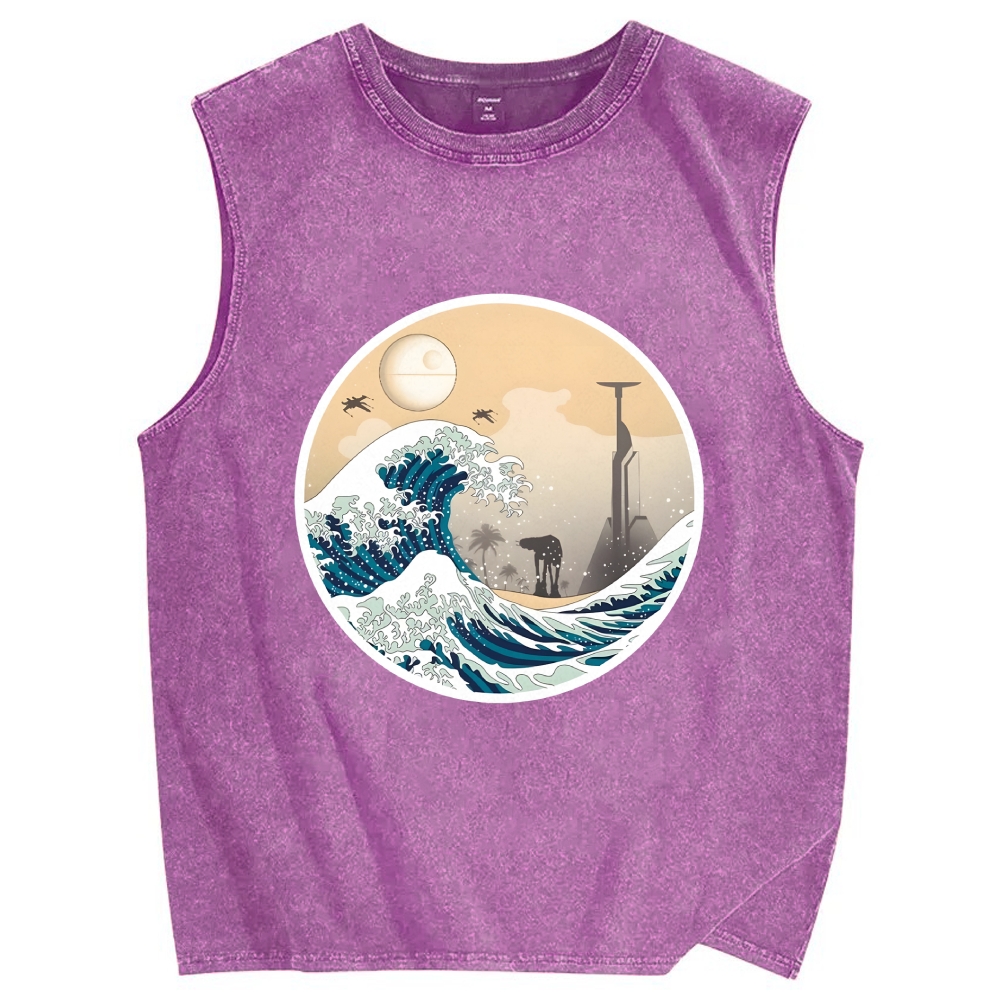 The Great Wave off Scarif Vintage Distressed Washed Tank Top