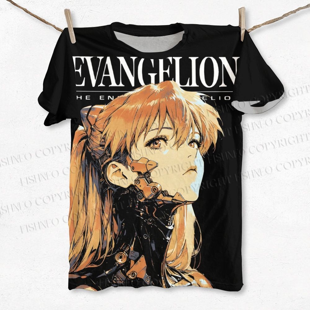 Unisex Neon Genesis Evangelion Asuka Printed Classic Cotton T-shirt