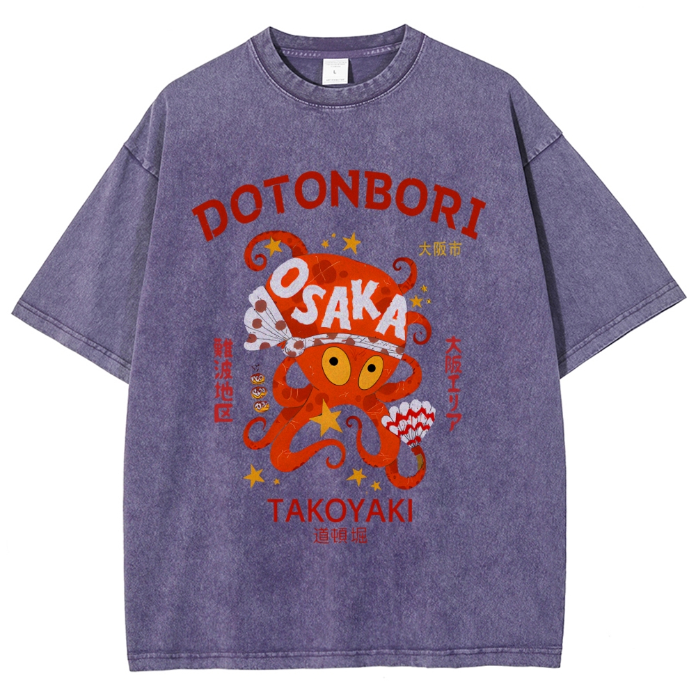 Osaka Dotonbori Vintage Wash Japanese Design T-Shirt