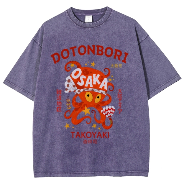 Osaka Dotonbori Vintage Wash Japanese Design T-Shirt
