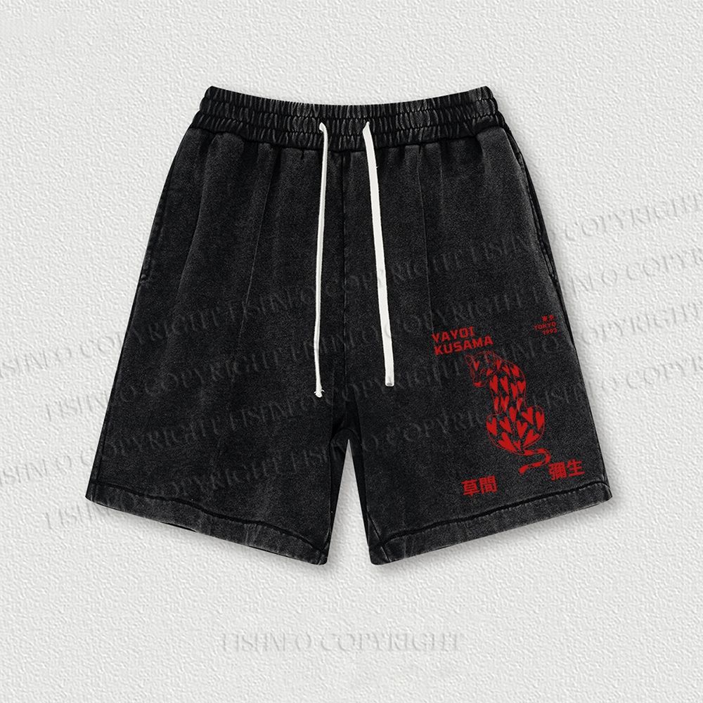 Yayoi Kusama Panther With Heart Washed Vintage Shorts