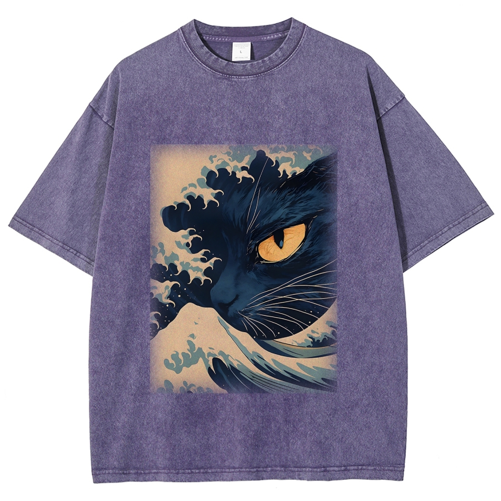 Cats in Japan's Giant Waves Vintage Washed T-shirt