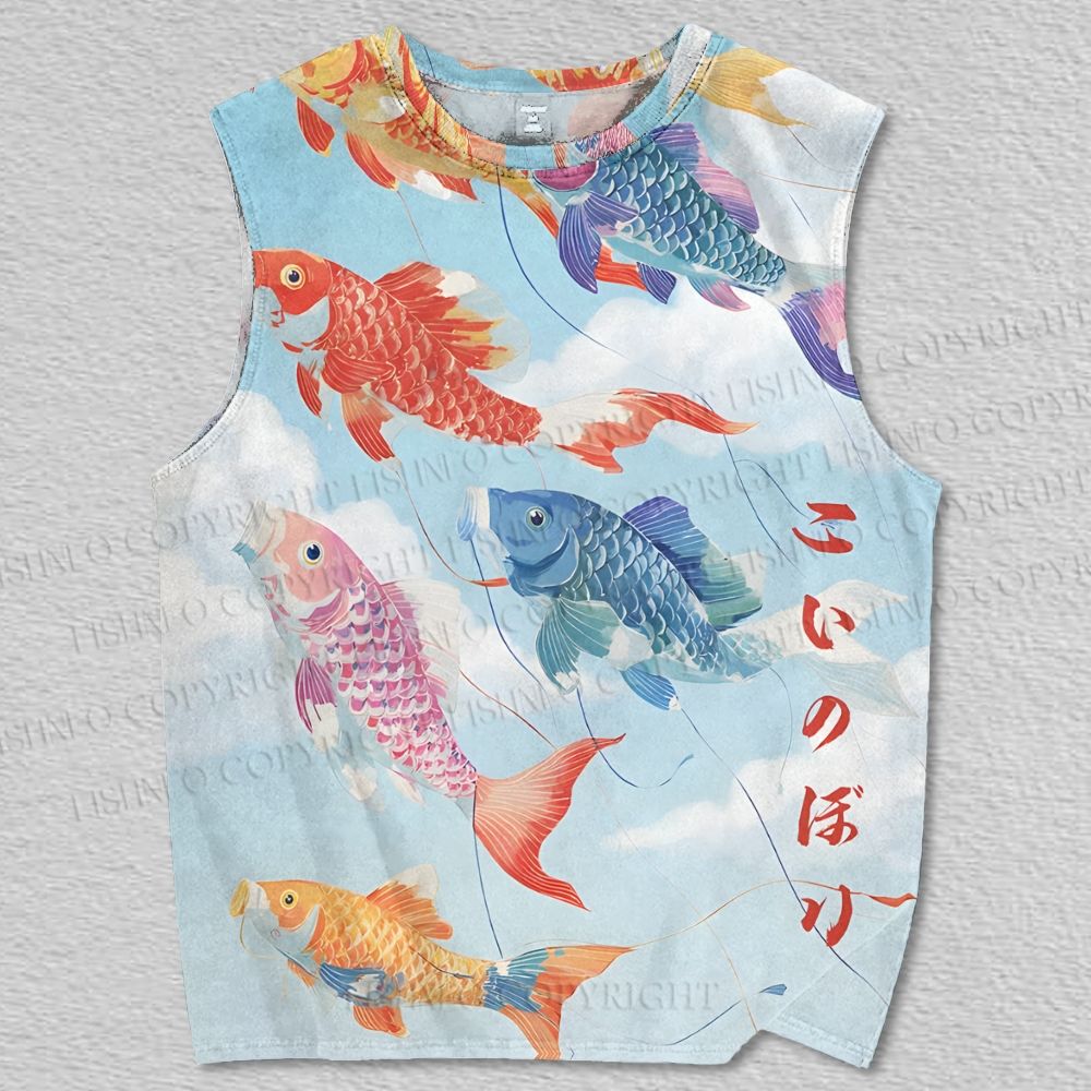 Unisex Koi Printed Tank Top