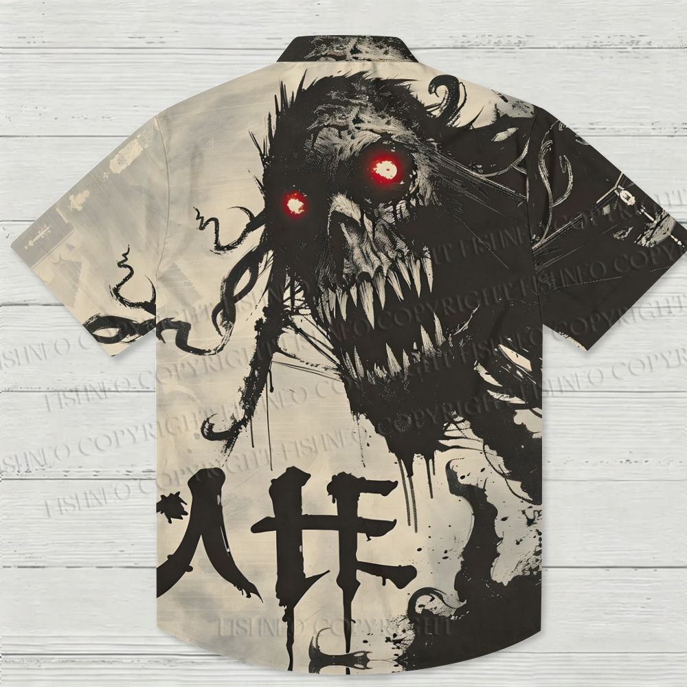 Horror Monster Printed Hawaiian Shirt