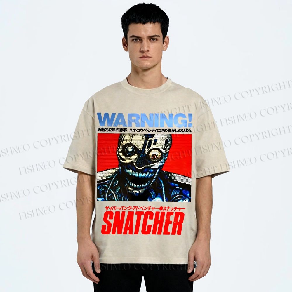 Unisex Snatcher Neo Kobe City Waring Printed Washed Tee