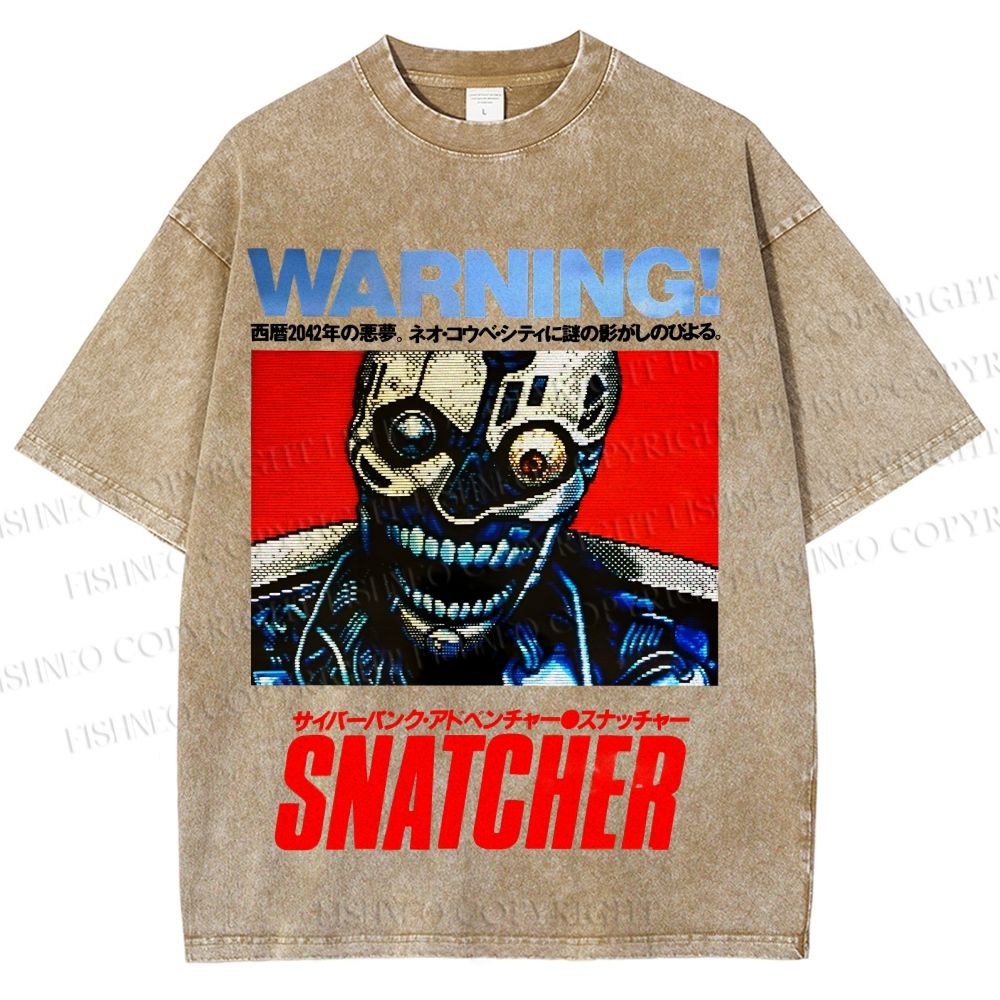 Unisex Snatcher Neo Kobe City Waring Printed Washed Tee