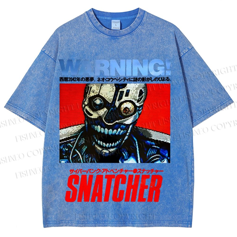 Unisex Snatcher Neo Kobe City Waring Printed Washed Tee