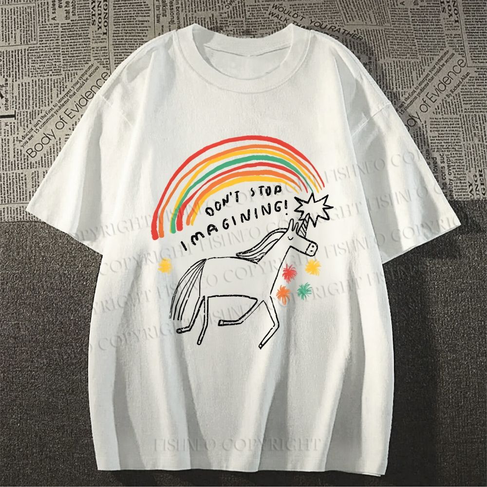 Unisex Classic Cotton Imagining Unicorn Printed T-shirt