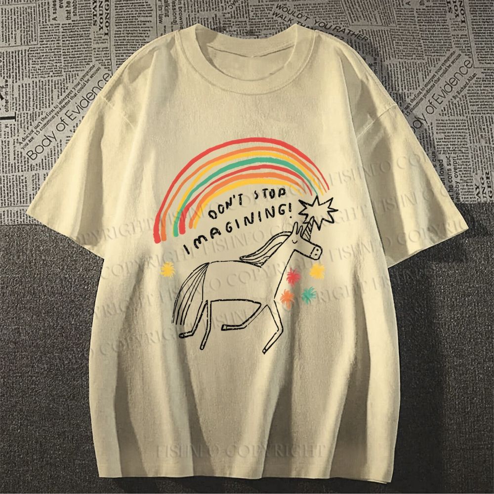 Unisex Classic Cotton Imagining Unicorn Printed T-shirt