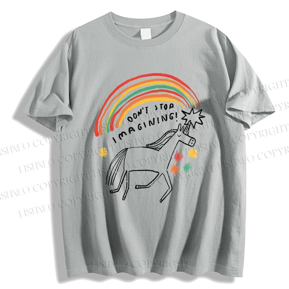 Unisex Classic Cotton Imagining Unicorn Printed T-shirt