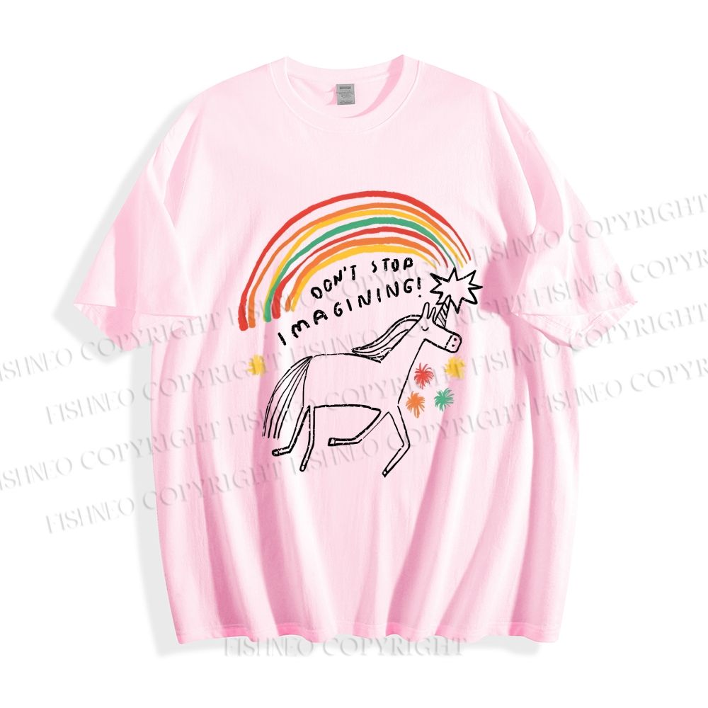 Unisex Classic Cotton Imagining Unicorn Printed T-shirt