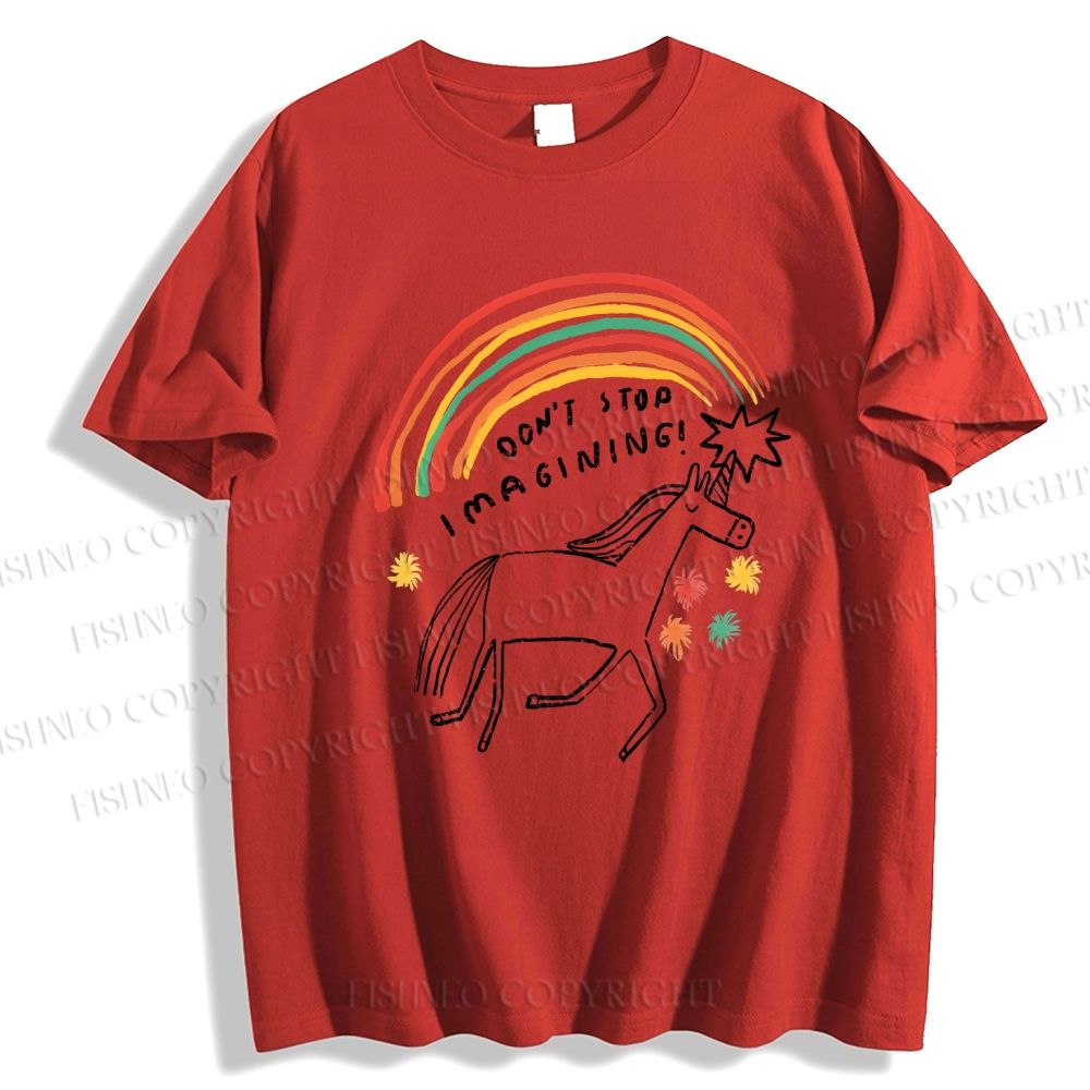 Unisex Classic Cotton Imagining Unicorn Printed T-shirt